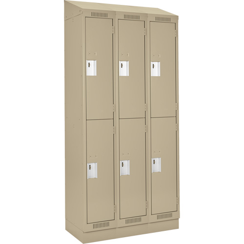 Clean Line Lockers, 2 -tier, Bank of 3, 36" x 18" x 82", Steel, Beige, Rivet (Assembled) Toolneeds Inc.