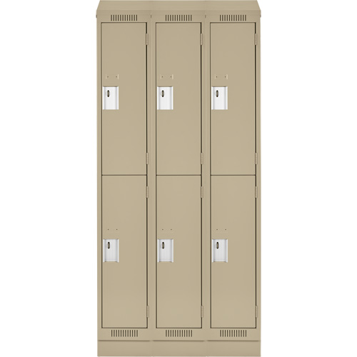 Clean Line Lockers, 2 -tier, Bank of 3, 36" x 18" x 82", Steel, Beige, Rivet (Assembled) Toolneeds Inc.