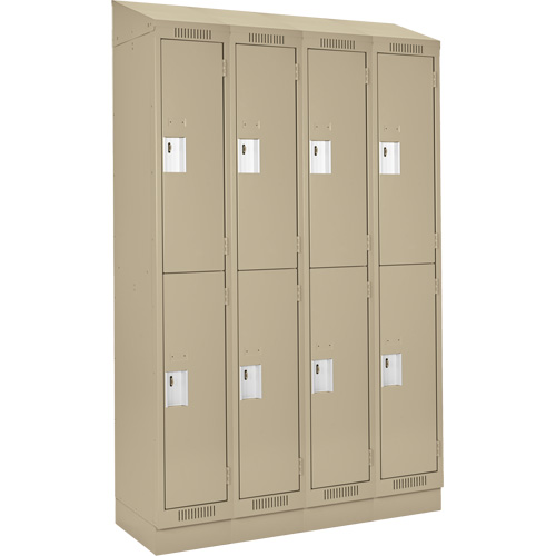Clean Line Lockers, 2 -tier, Bank of 4, 48" x 18" x 82", Steel, Beige, Rivet (Assembled) Toolneeds Inc.
