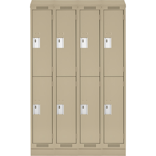 Clean Line Lockers, 2 -tier, Bank of 4, 48" x 18" x 82", Steel, Beige, Rivet (Assembled) Toolneeds Inc.