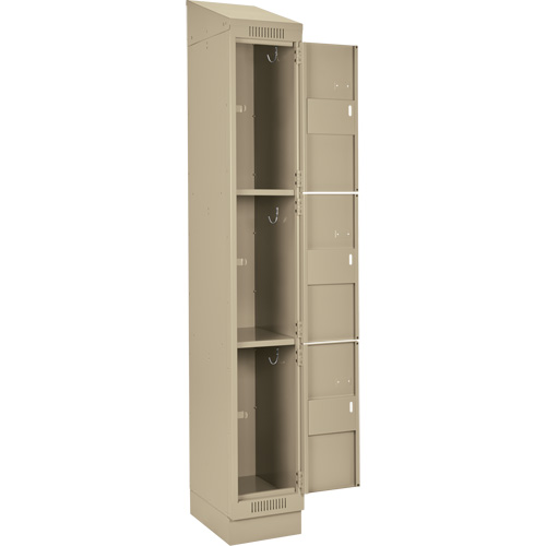 Clean Line Lockers, 3 -tier, Bank of 4, 48" x 18" x 82", Steel, Beige, Rivet (Assembled) Toolneeds Inc.