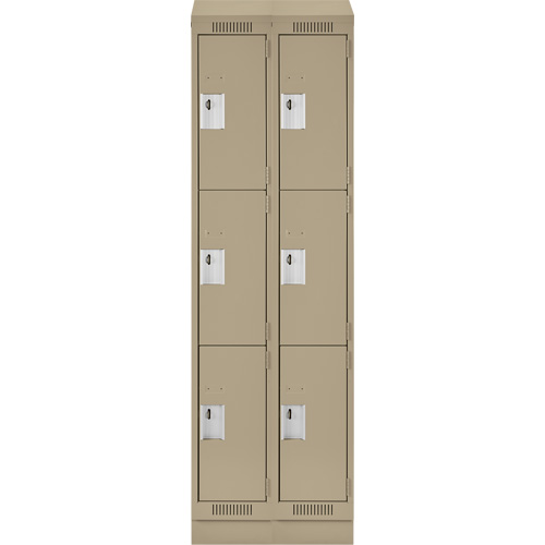 Clean Line Lockers, 3 -tier, Bank of 2, 24" x 18" x 82", Steel, Beige, Rivet (Assembled) Toolneeds Inc.