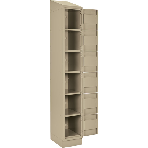 Clean Line Lockerette , 6 -tier, Bank of 4, 48" x 18" x 82", Steel, Beige, Rivet (Assembled) Toolneeds Inc.