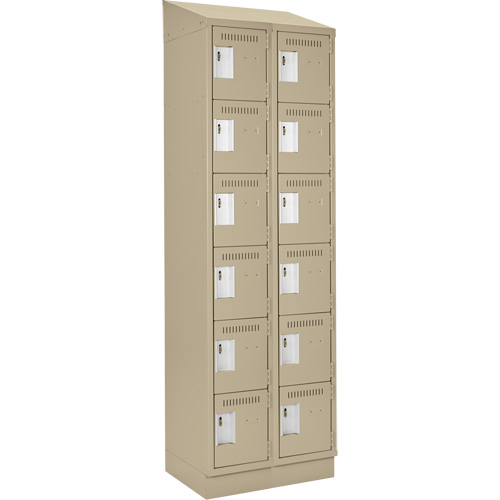 Clean Line Lockerette , 6 -tier, Bank of 2, 24" x 18" x 82", Steel, Beige, Rivet (Assembled) Toolneeds Inc.