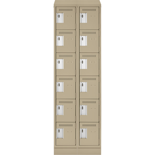 Clean Line Lockerette , 6 -tier, Bank of 2, 24" x 18" x 82", Steel, Beige, Rivet (Assembled) Toolneeds Inc.