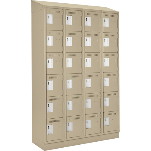 Clean Line Lockerette , 6 -tier, Bank of 4, 48" x 18" x 82", Steel, Beige, Rivet (Assembled) Toolneeds Inc.