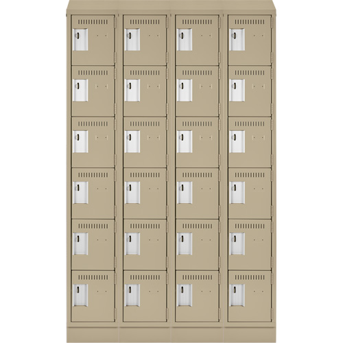 Clean Line Lockerette , 6 -tier, Bank of 4, 48" x 18" x 82", Steel, Beige, Rivet (Assembled) Toolneeds Inc.