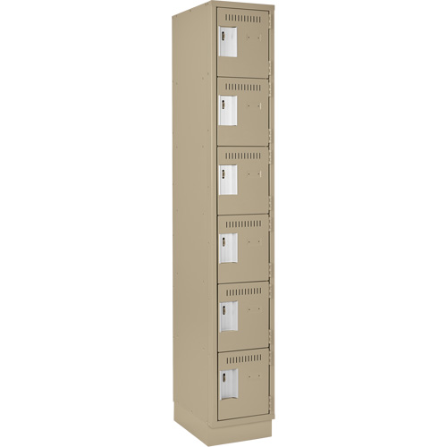 Clean Line Lockerette, 6 -tier, 12" x 18" x 76", Steel, Beige, Rivet (Assembled) Toolneeds Inc.