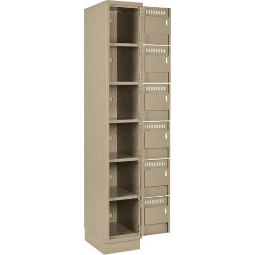 Clean Line Lockerette, 6 -tier, Bank of 4, 48" x 18" x 76", Steel, Beige, Rivet (Assembled) Toolneeds Inc.