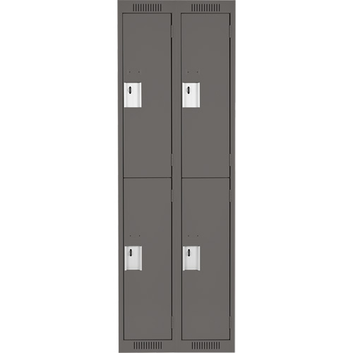 Clean Line Lockers, 2 -tier, Bank of 2, 24" x 18" x 72", Steel, Charcoal, Rivet (Assembled) Toolneeds Inc.