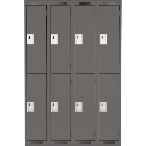 Clean Line Lockers, 2 -tier, Bank of 4, 48" x 18" x 72", Steel, Charcoal, Rivet (Assembled) Toolneeds Inc.