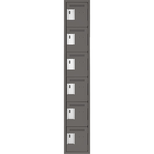 Clean Line Lockerette, 6 -tier, 12" x 18" x 72", Steel, Charcoal, Rivet (Assembled) Toolneeds Inc.