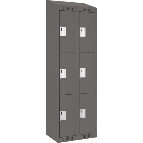 Clean Line Lockers, 3 -tier, Bank of 2, 24" x 18" x 78", Steel, Charcoal, Rivet (Assembled) Toolneeds Inc.