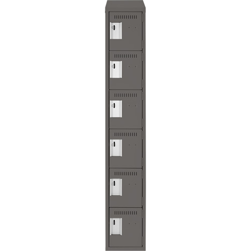 Clean Line Lockerette, 6 -tier, 12" x 18" x 78", Steel, Charcoal, Rivet (Assembled) Toolneeds Inc.