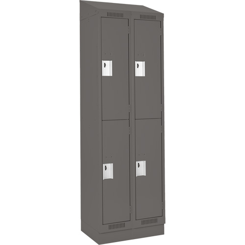 Clean Line Lockers, 2 -tier, Bank of 2, 24" x 18" x 82", Steel, Charcoal, Rivet (Assembled) Toolneeds Inc.