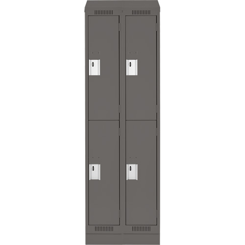 Clean Line Lockers, 2 -tier, Bank of 2, 24" x 18" x 82", Steel, Charcoal, Rivet (Assembled) Toolneeds Inc.