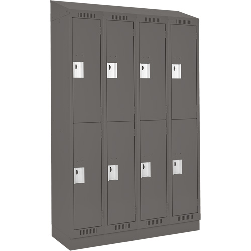 Clean Line Lockers, 2 -tier, Bank of 4, 48" x 18" x 82", Steel, Charcoal, Rivet (Assembled) Toolneeds Inc.