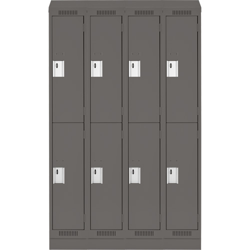 Clean Line Lockers, 2 -tier, Bank of 4, 48" x 18" x 82", Steel, Charcoal, Rivet (Assembled) Toolneeds Inc.
