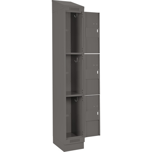 Clean Line Lockers, 3 -tier, Bank of 4, 48" x 18" x 82", Steel, Charcoal, Rivet (Assembled) Toolneeds Inc.