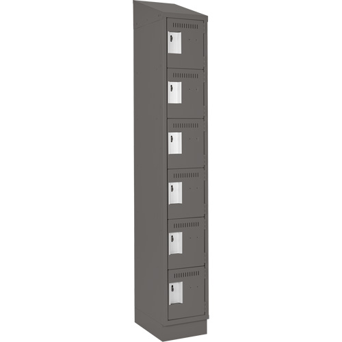 Clean Line Lockerette, 6 -tier, 12" x 18" x 82", Steel, Charcoal, Rivet (Assembled) Toolneeds Inc.