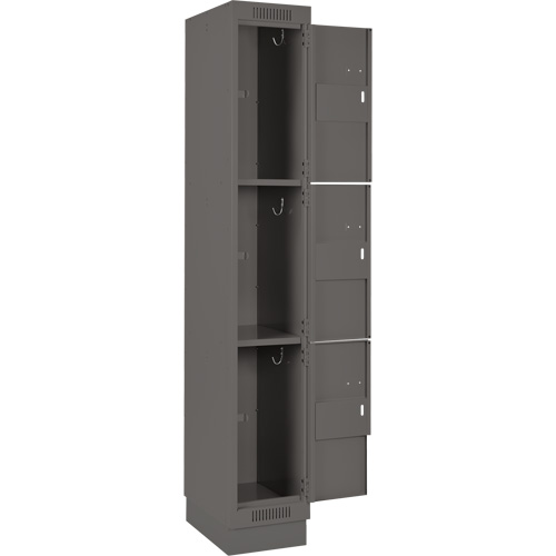 Clean Line Lockers, 3 -tier, Bank of 4, 48" x 18" x 76", Steel, Charcoal, Rivet (Assembled) Toolneeds Inc.
