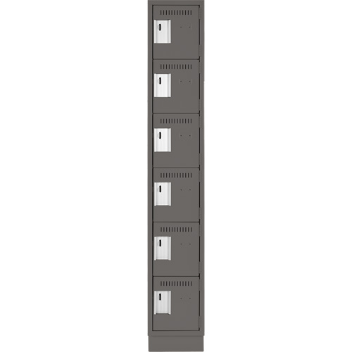 Clean Line Lockerette, 6 -tier, 12" x 18" x 76", Steel, Charcoal, Rivet (Assembled) Toolneeds Inc.