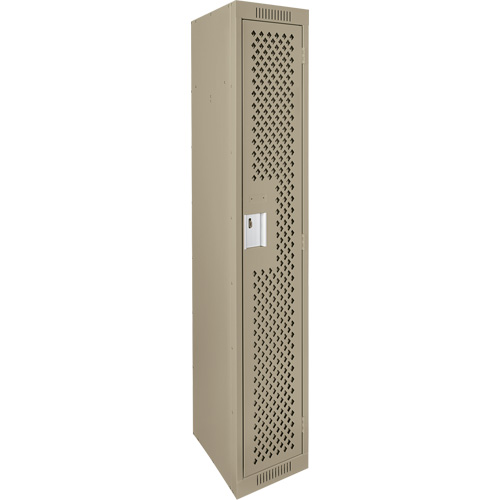 Clean Line Lockers, 12" x 15" x 72", Steel, Beige, Rivet (Assembled), Perforated Toolneeds Inc.