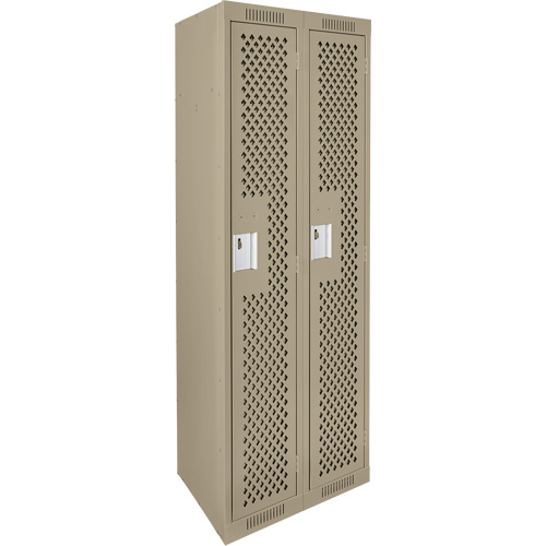 Clean Line Lockers, Bank of 2, 24" x 15" x 72", Steel, Beige, Rivet (Assembled), Perforated Toolneeds Inc.