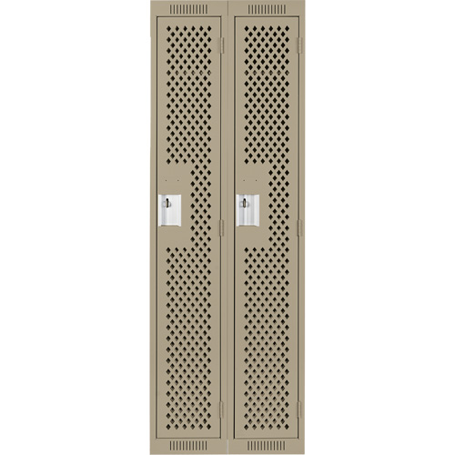Clean Line Lockers, Bank of 2, 24" x 15" x 72", Steel, Beige, Rivet (Assembled), Perforated Toolneeds Inc.
