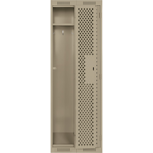Clean Line Lockers, Bank of 2, 24" x 15" x 72", Steel, Beige, Rivet (Assembled), Perforated Toolneeds Inc.
