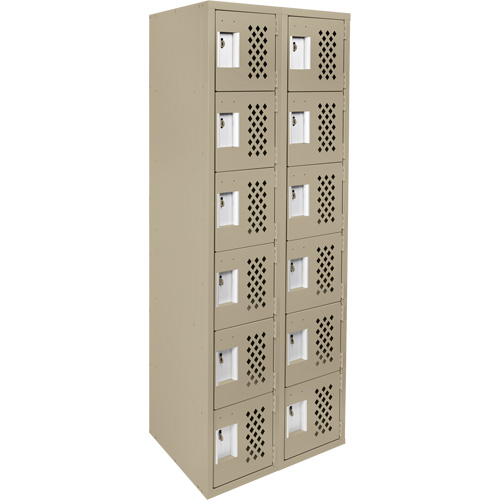 Clean-Line Perforated Lockerette, 6 -tier, Bank of 2, 12" x 72" x 12", Steel Toolneeds Inc.