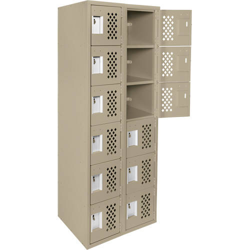 Clean-Line Perforated Lockerette, 6 -tier, Bank of 2, 12" x 72" x 12", Steel Toolneeds Inc.