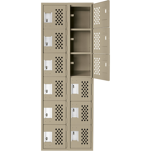 Clean-Line Perforated Lockerette, 6 -tier, Bank of 2, 12" x 72" x 12", Steel Toolneeds Inc.