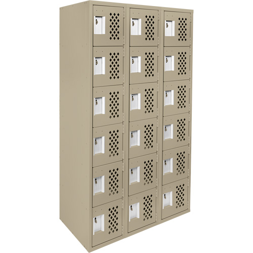 Clean-Line Perforated Lockerette, 6 -tier, Bank of 3, 12" x 72" x 12", Steel Toolneeds Inc.