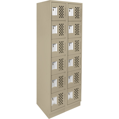 Clean-Line Perforated Lockerette, 6 -tier, Bank of 2, 15" x 72" x 12", Steel Toolneeds Inc.