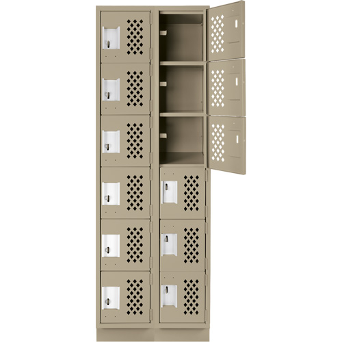 Clean-Line Perforated Lockerette, 6 -tier, Bank of 2, 15" x 72" x 12", Steel Toolneeds Inc.