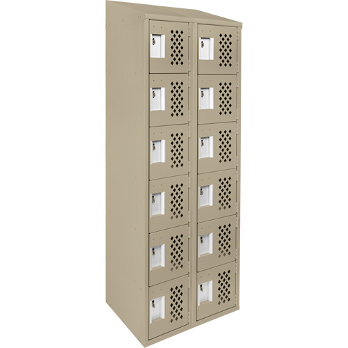 Assembled Lockerettes Clean Line Perforated Economy Lockers, 6 -tier, Bank of 2, 18" x 72" x 12", Steel Toolneeds Inc.