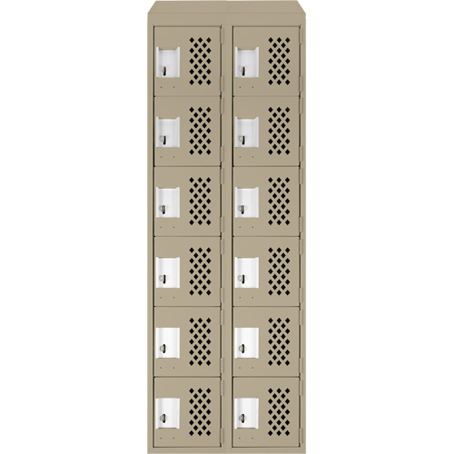 Assembled Lockerettes Clean Line Perforated Economy Lockers, 6 -tier, Bank of 2, 18" x 72" x 12", Steel Toolneeds Inc.