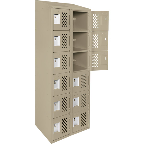 Assembled Lockerettes Clean Line Perforated Economy Lockers, 6 -tier, Bank of 2, 18" x 72" x 12", Steel Toolneeds Inc.