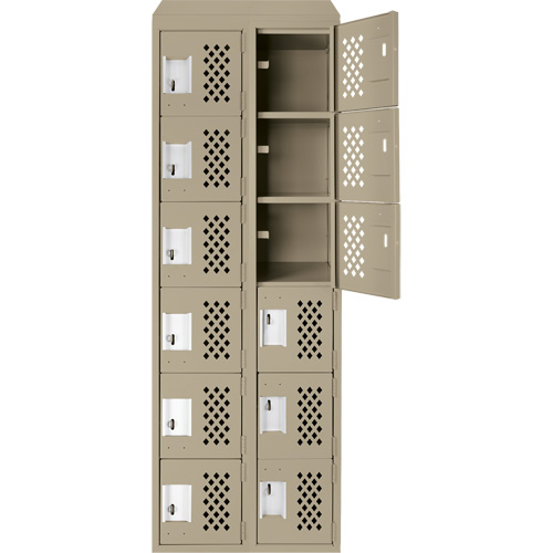 Assembled Lockerettes Clean Line Perforated Economy Lockers, 6 -tier, Bank of 2, 18" x 72" x 12", Steel Toolneeds Inc.