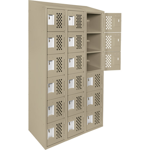 Assembled Lockerettes Clean Line Perforated Economy Lockers, 6 -tier, Bank of 3, 18" x 72" x 12", Steel Toolneeds Inc.