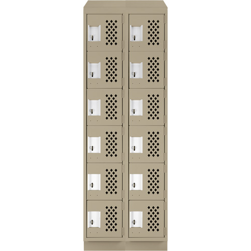 Assembled Lockerettes Clean Line Perforated Economy Lockers, 6 -tier, Bank of 2, 18" x 72" x 12", Steel Toolneeds Inc.