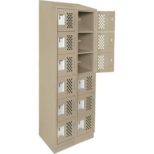 Assembled Lockerettes Clean Line Perforated Economy Lockers, 6 -tier, Bank of 2, 18" x 72" x 12", Steel Toolneeds Inc.