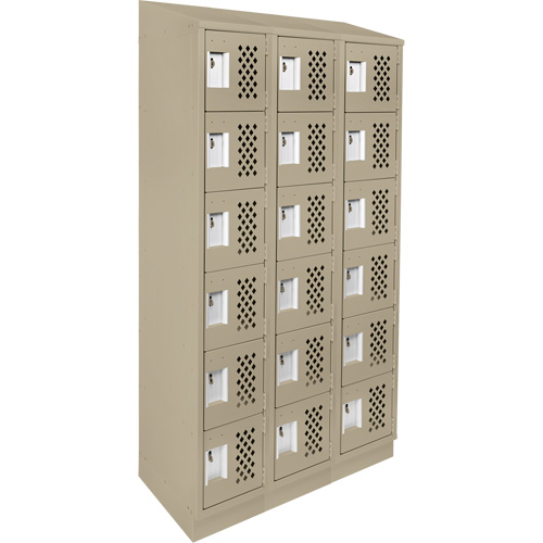 Assembled Lockerettes Clean Line Perforated Economy Lockers, 6 -tier, Bank of 3, 18" x 72" x 12", Steel Toolneeds Inc.