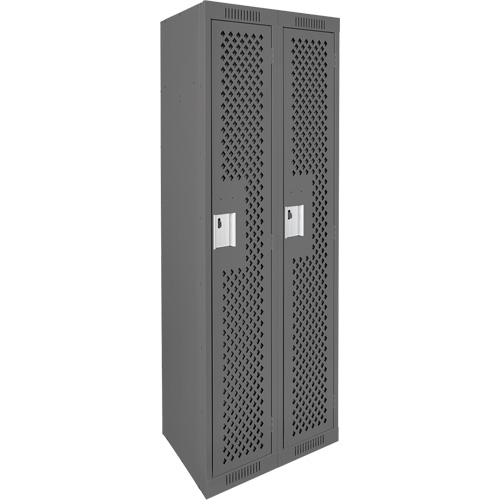 Clean Line Lockers, Bank of 2, 24" x 15" x 72", Steel, Charcoal, Rivet (Assembled), Perforated Toolneeds Inc.