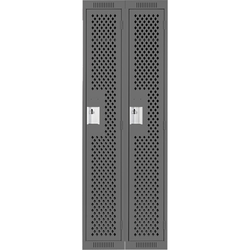 Clean Line Lockers, Bank of 2, 24" x 15" x 72", Steel, Charcoal, Rivet (Assembled), Perforated Toolneeds Inc.
