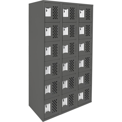 Clean-Line Perforated Lockerette, 6 -tier, Bank of 3, 12" x 72" x 12", Steel Toolneeds Inc.