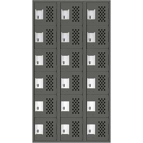Clean-Line Perforated Lockerette, 6 -tier, Bank of 3, 12" x 72" x 12", Steel Toolneeds Inc.