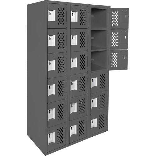 Clean-Line Perforated Lockerette, 6 -tier, Bank of 3, 12" x 72" x 12", Steel Toolneeds Inc.