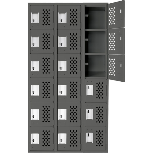 Clean-Line Perforated Lockerette, 6 -tier, Bank of 3, 12" x 72" x 12", Steel Toolneeds Inc.